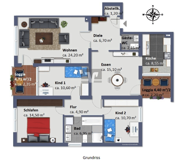 frisch renovierte helle 5 Zimmer Wohnung, 67067 Ludwigshafen am Rhein (Gartenstadt Maudach Rheingönheim)