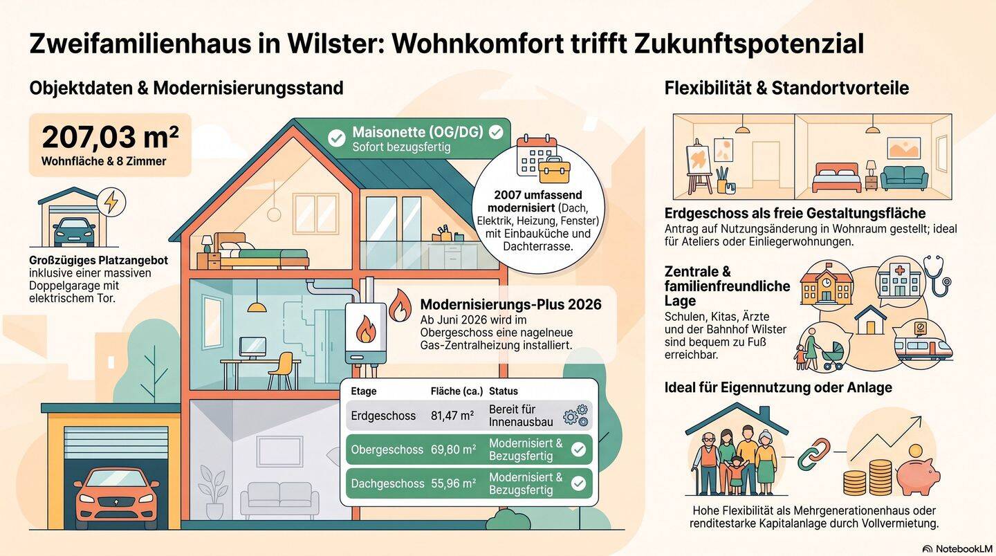 Zweifamilienhaus / Wohnhaus mit erweiterbarem Wohnraum im EG, 25554 Wilster