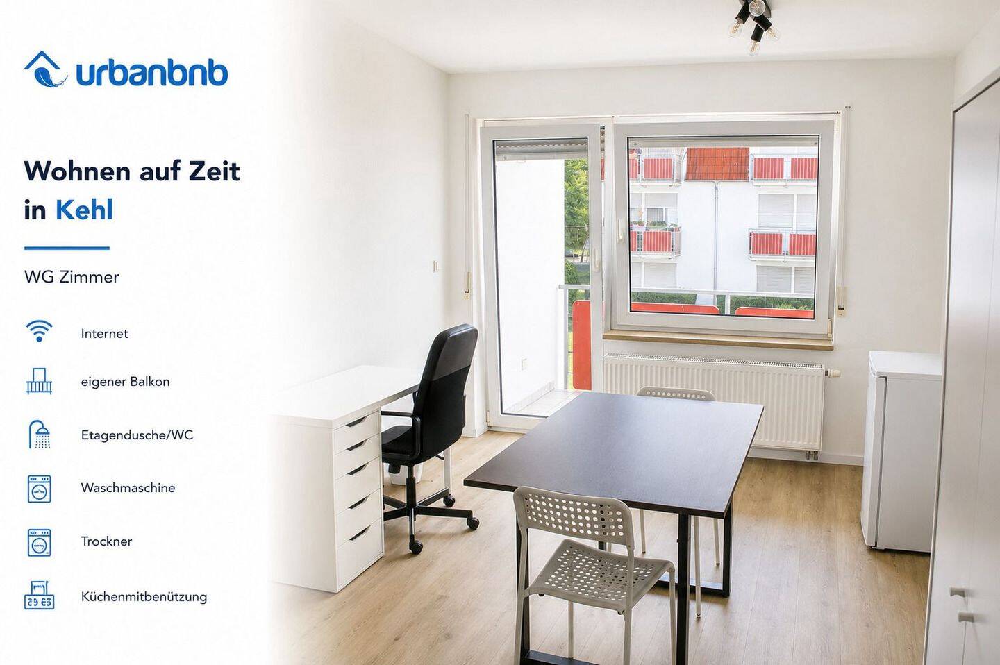 Möbliertes Zimmer Kehl – Wohnen auf Zeit ab 1 Monat, 77694 Kehl