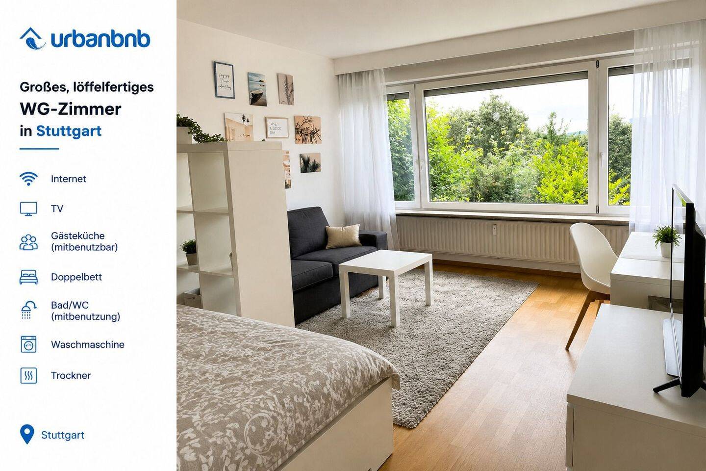 WG-Zimmer möbliert in Stuttgart Degerloch – 1 Monat Zeitwohnen, 70597 Stuttgart (Degerloch Hoffeld Kaltental Möhringen Sonnenberg)