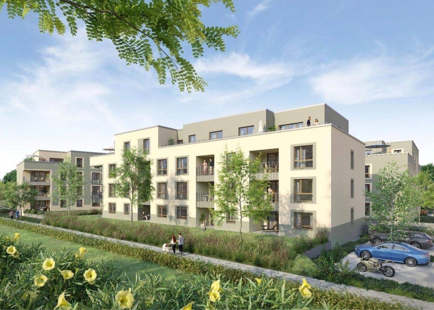 Erstbezug: 3-Zi.-Neubauwohnung mit Loggia, 2 TG-Stellplätze, Top ÖPNV-Nähe u. KfW40, 63477 Maintal