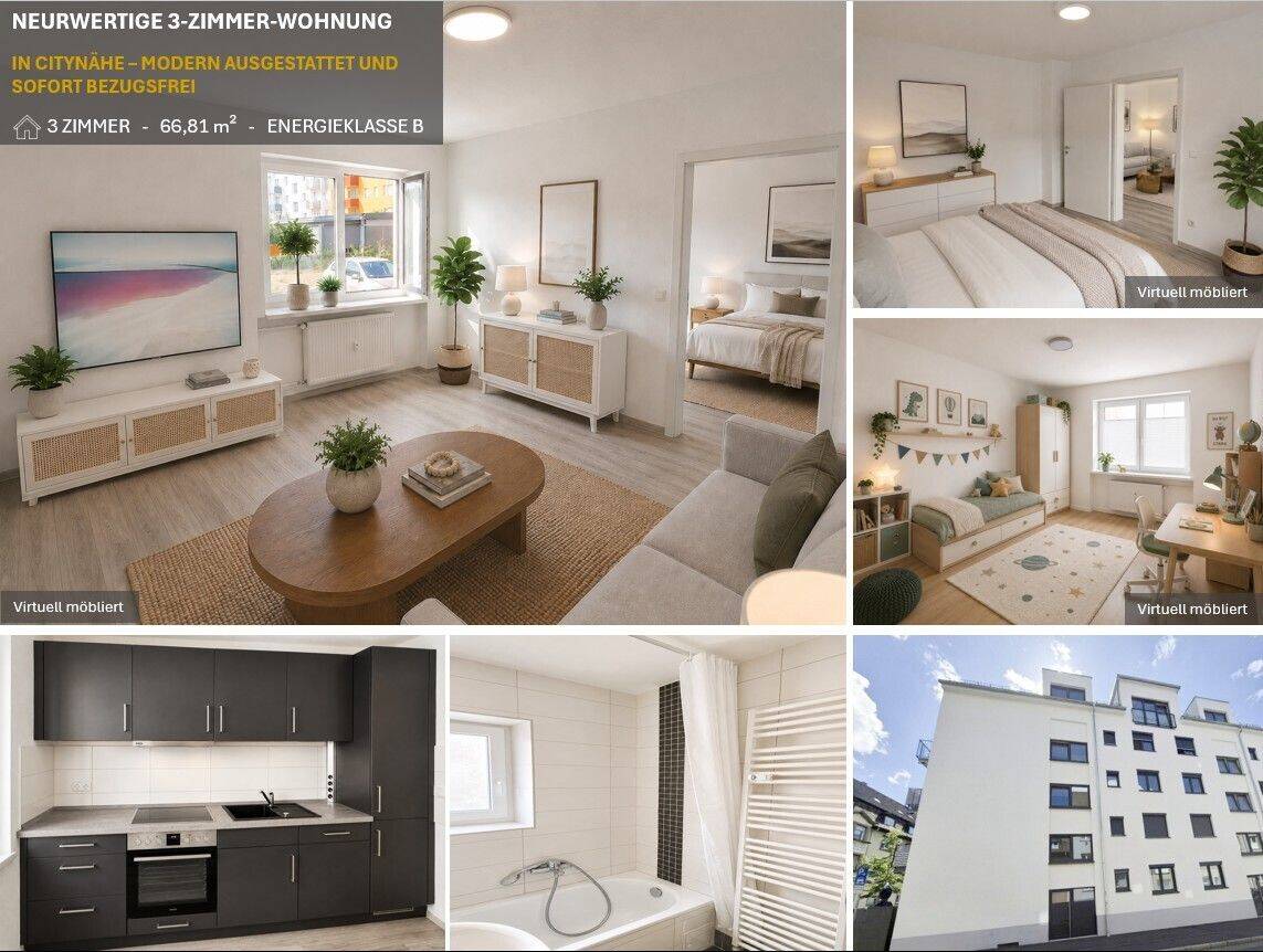 Neuwertige 3-Zimmer-Erdgeschosswohnung in Citynähe – modern ausgestattet & bezugsfrei, 63739 Aschaffenburg (Innenstadt Österreicher Kolonie)