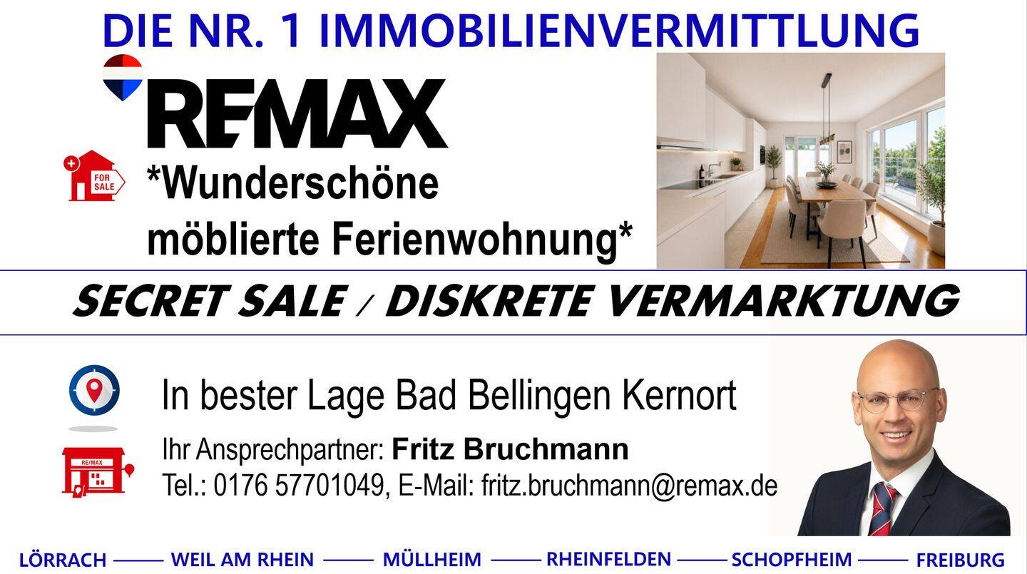 Wunderschöne möblierte Ferienwohnung mit Balkon, traumhaftem Blick in die Rheinebene und Stellplatz, 79415 Bad Bellingen