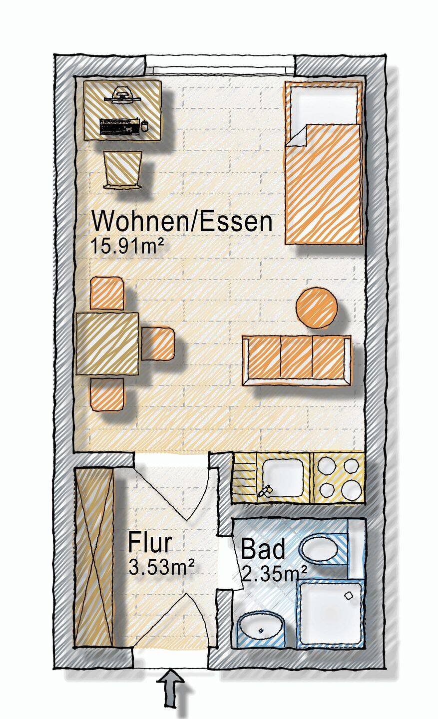 Frisch saniertes Apartment zum sofortigen Einzug, 86154 Augsburg (Oberhausen)