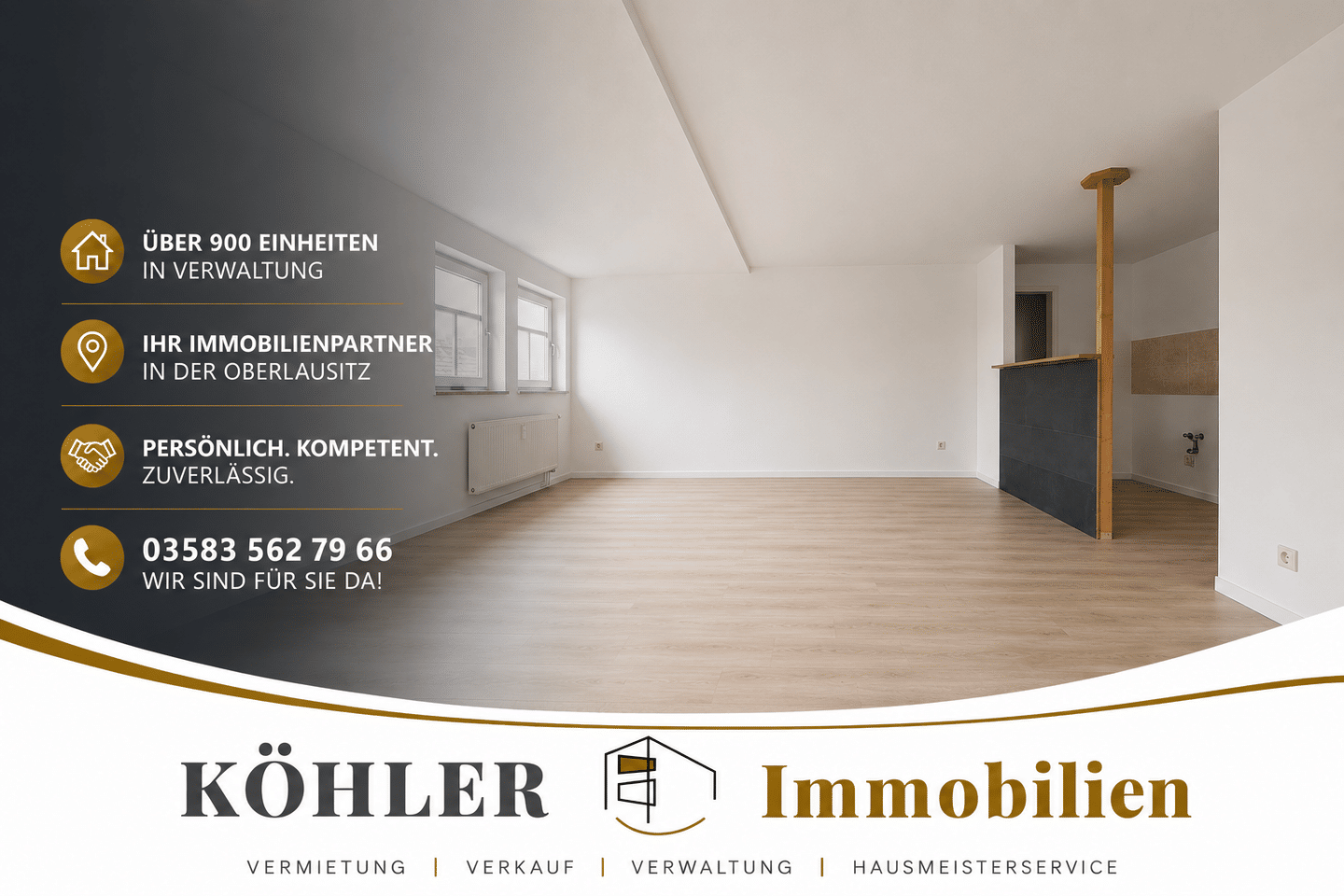 Helle 3-Raum-Wohnung mit Wohnküche – Erstbezug nach Renovierung, 2727 Ebersbach-Neugersdorf