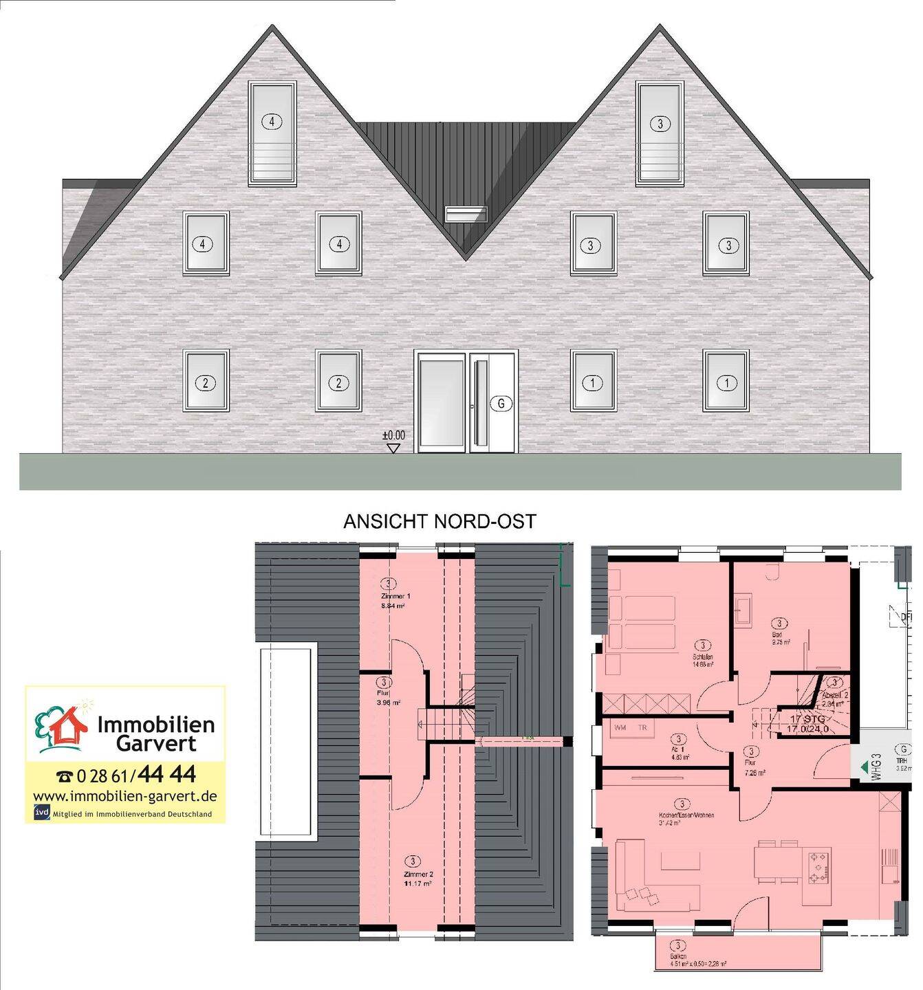 Neubau! Moderne Maisonette-Wohnung mit Balkon, im 4-Familienhaus, Borken-Weseke_A2511, 46325 Borken