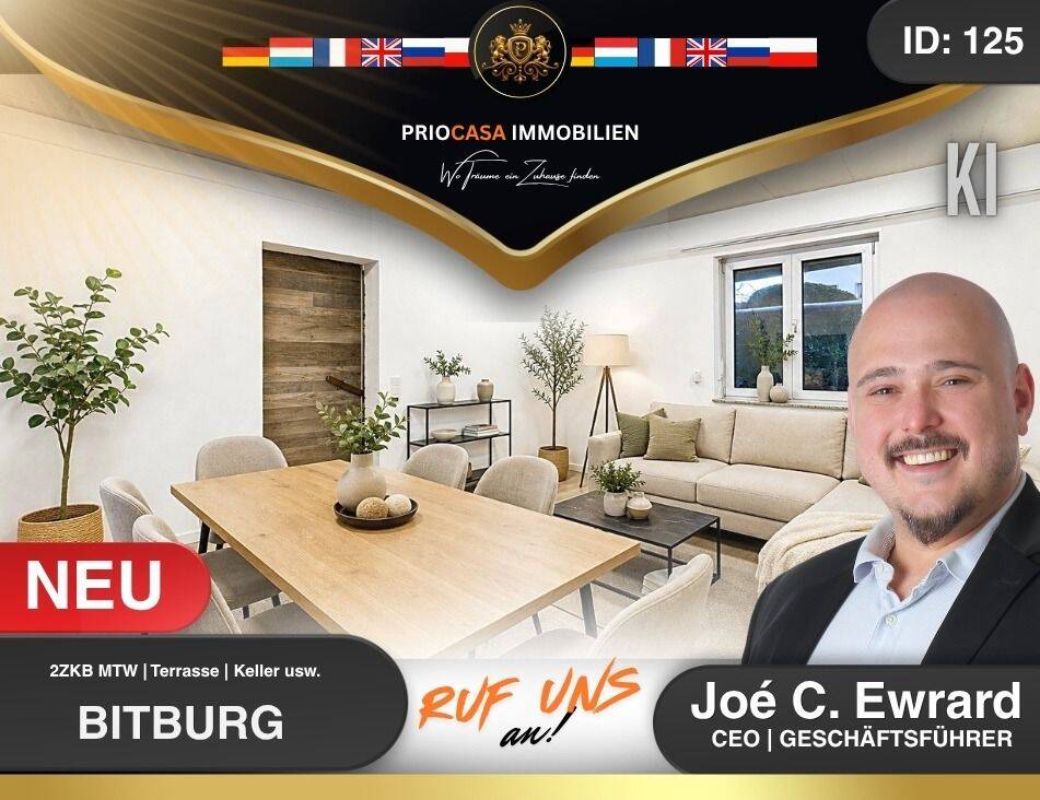++ AB DEM 15.10.2026 | EG MIETWOHNUNG – 2ZKB + TERRASSE + KELLERRAUM + SCHIEBETÜREN + STELLPLATZ ++, 54634 Bitburg