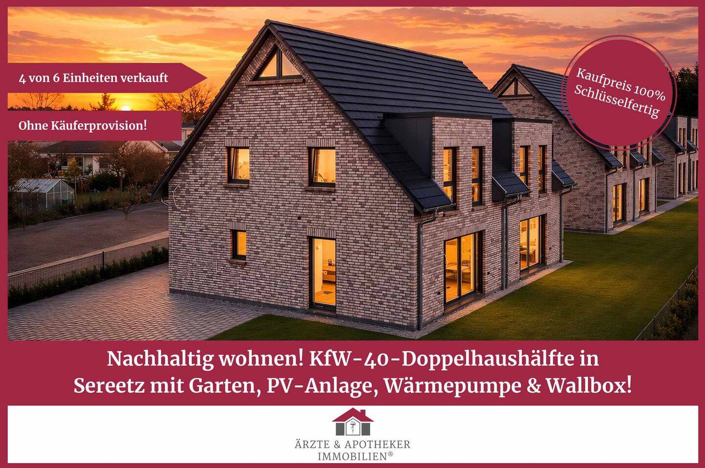 Nachhaltig wohnen! KfW-40-Doppelhaushälfte in Sereetz mit Garten, PV-Anlage, Wärmepumpe & Wallbox!, 23611 Ratekau