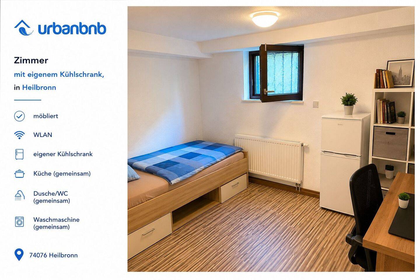Möbliertes Zimmer Heilbronn – Wohnen auf Zeit, 74081 Heilbronn (Horkheim Klingenberg Sontheim)
