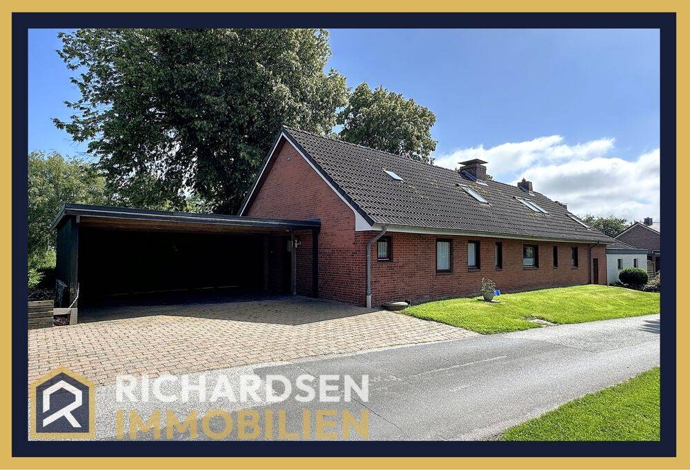 Gepflegtes Einfamilienhaus mit Doppelcarport, großem Süd-Garten und Weitblick in Maasbüll, 25920 Risum-Lindholm
