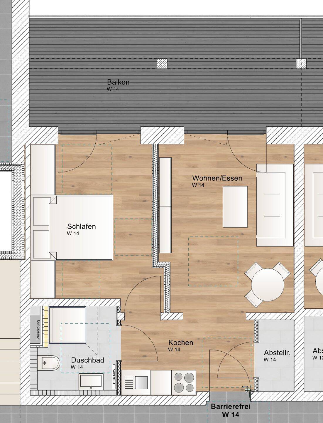 2 Zimmer OG Wohnung mit Nordbalkon