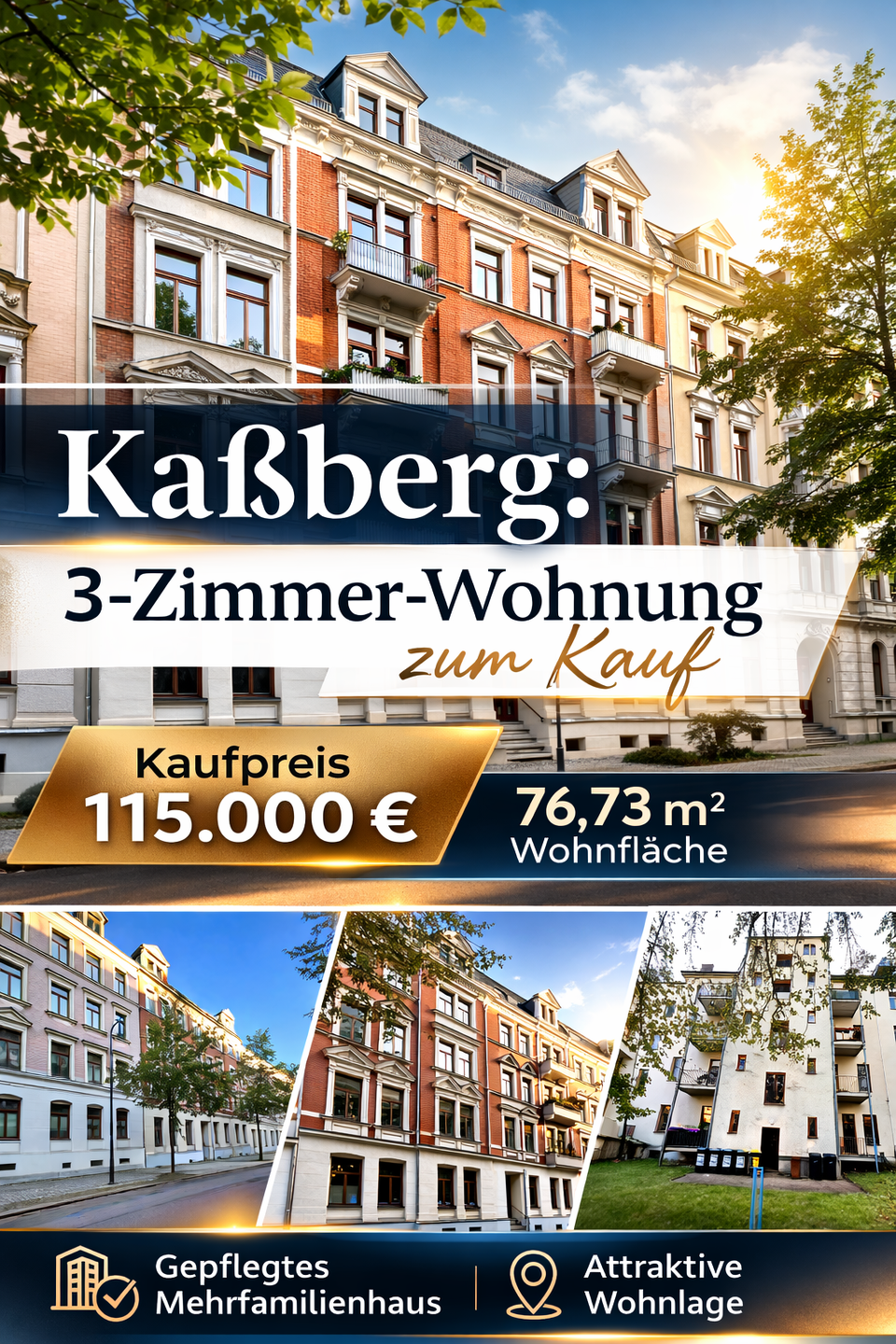 Kaßberg: 3-Zimmer-Wohnung zum Kauf, 9112 Chemnitz (Altendorf Kaßberg Zentrum)