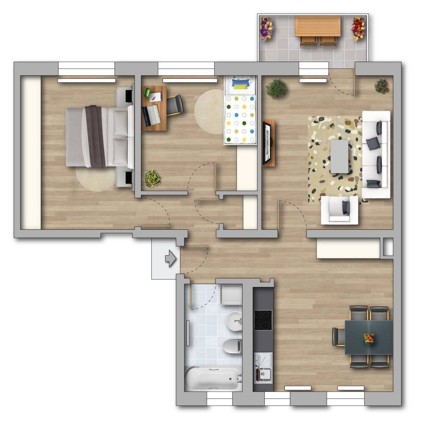 Neu geschnittene 3-Raum-Wohnung mit Balkon in Merseburg-Süd, 6217 Merseburg