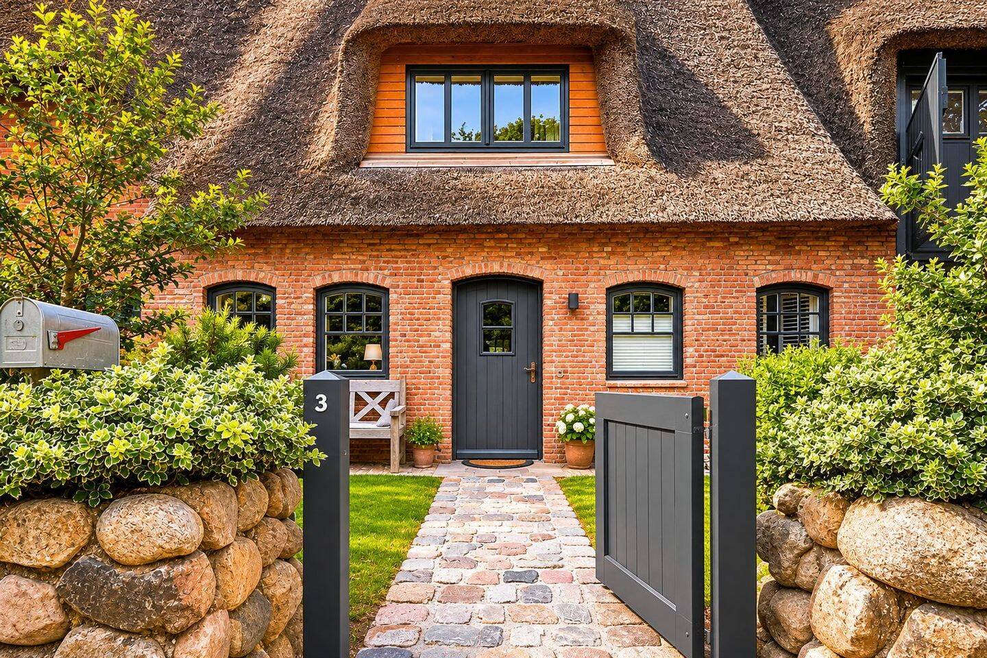 Exklusives Mittelhaus unter Reet – mit eigenem Garten und als Ferienwohnung genehmigt, 25938 Oevenum