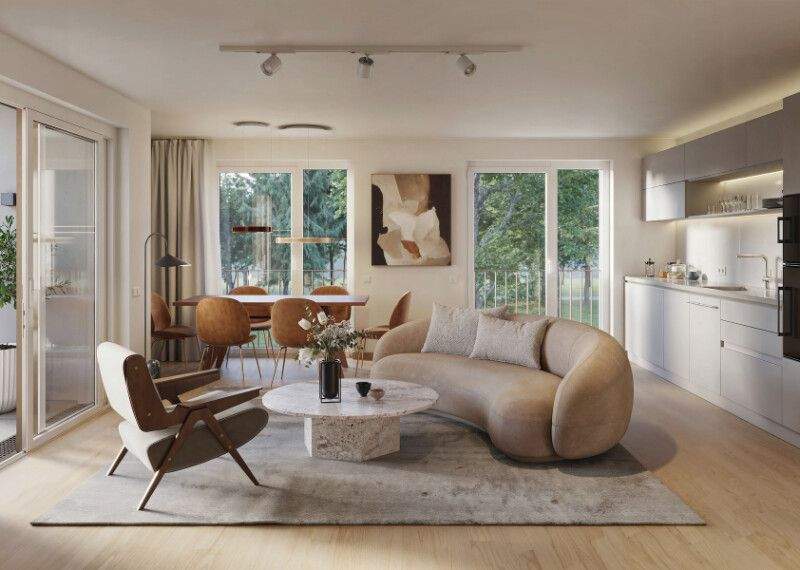 Neubau-Traum mit Kurpark-Blick: Optimal geschnittene 3-Zimmer-Eckwohnung mit Loggia