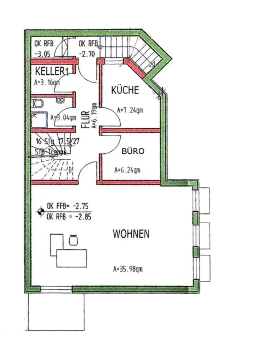 Komplett möblierte 1,5-Zimmer-Souterrain-Wohnung in Kleinostheim bezugsfrei ab 01.09.2026, 63801 Kleinostheim