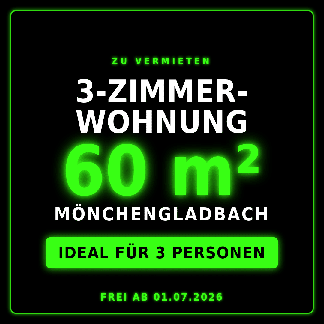 Helle 3-Z.-Wohnung 60 m² mit Tageslichtbad – renovierungsbedarf, 41063 Mönchengladbach (Eicken Großheide Stadtmitte Windberg)