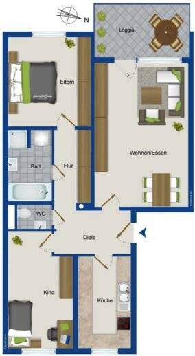 3-Zimmer-Wohnung in Erlangen Tennenlohe zu vermieten, 91058 Erlangen (Bruck Eltersdorf Erlangen-Süd Sebaldussiedlung Tennenlohe)