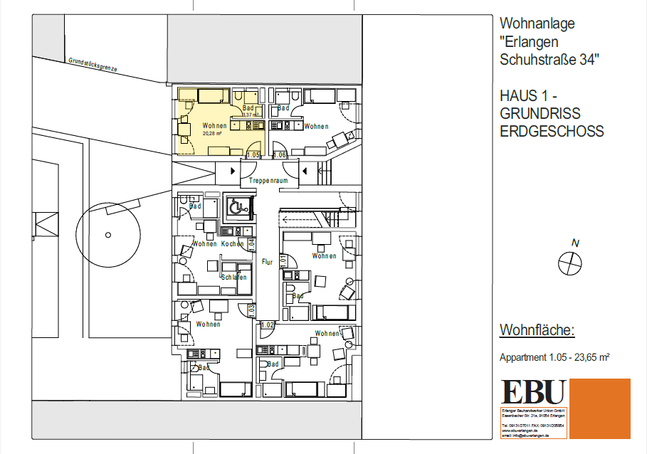 Modernes 1-Zimmer-Studentenapartment im Herzen von Erlangen, 91052 Erlangen (Anger Erlangen-Ost Erlangen-Süd Innenstadt)