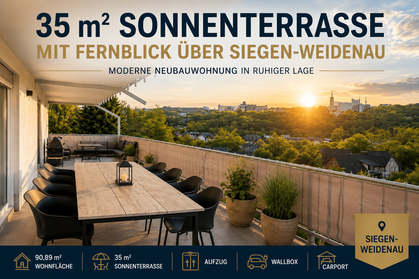 Moderne Eigentumswohnung in Weidenau | 35 m² Terrasse | Aufzug | Wallbox, 57076 Siegen