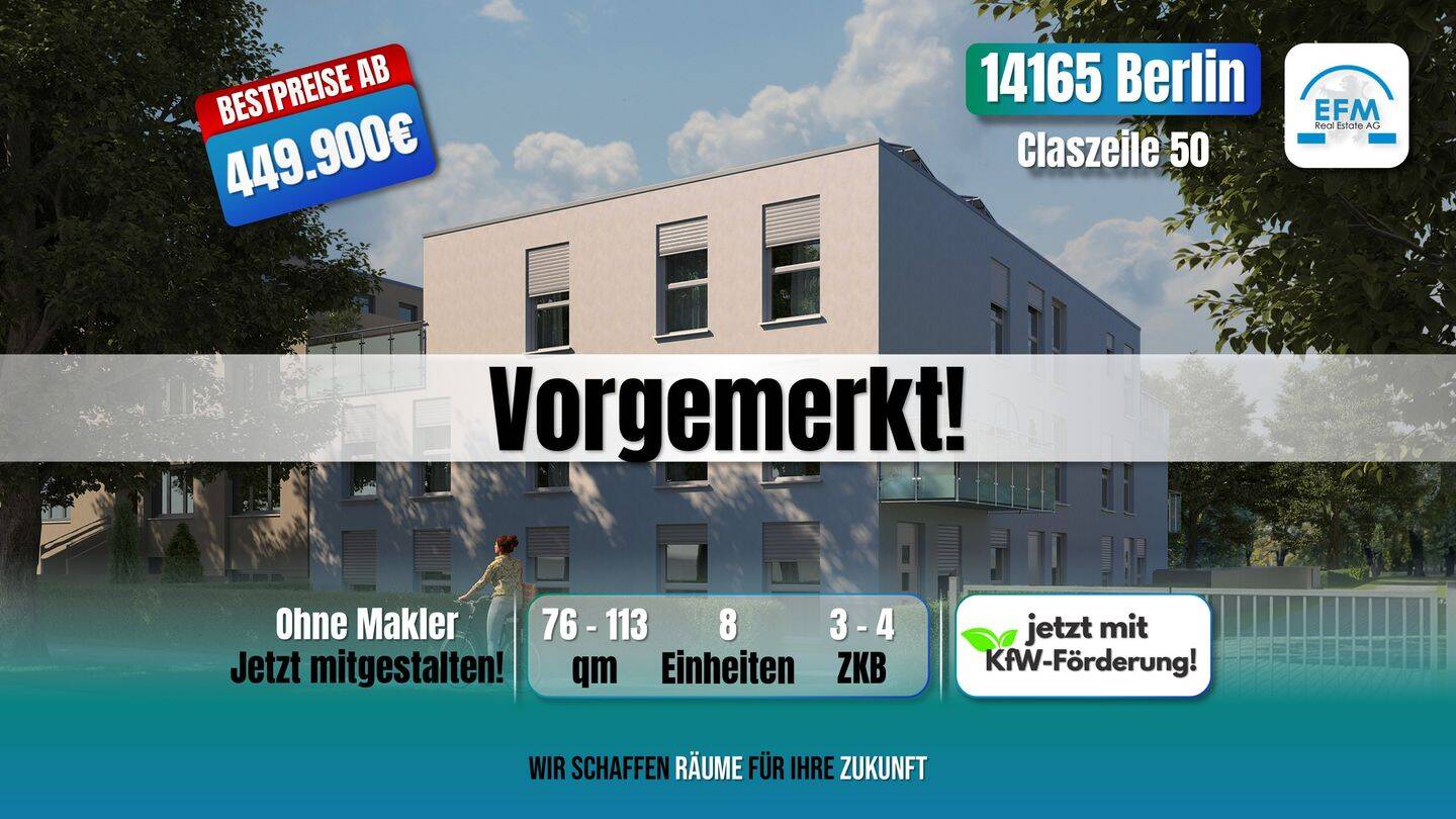 ++ZINS-/MIET-/ENERGIESPAREND++ 3 ZKB mit KfW 100.000€-Darlehen, 14165 Berlin (Steglitz-Zehlendorf Zehlendorf)
