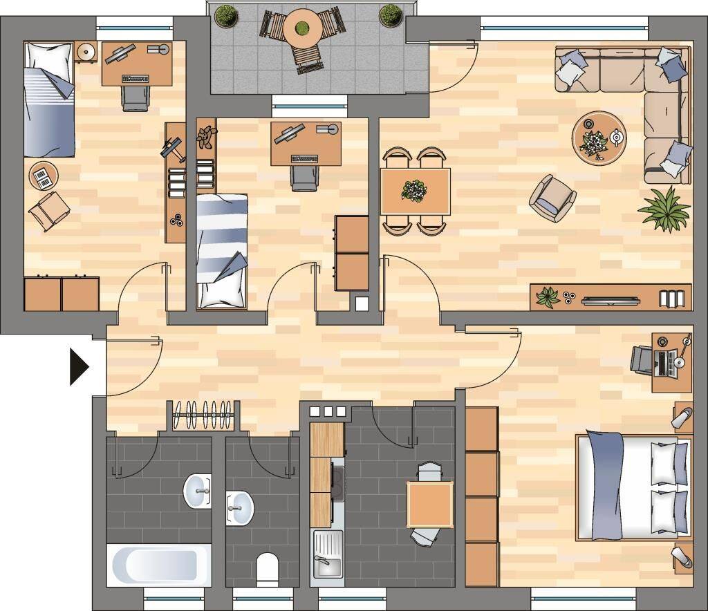Wir modernisieren für Sie! 4-ZKB-Balkonwohnung im Erdgeschoss in Heppens zu vermieten!, 26384 Wilhelmshaven (Heppens Heppenser Groden Innenhafen Innenstadt Neuende)