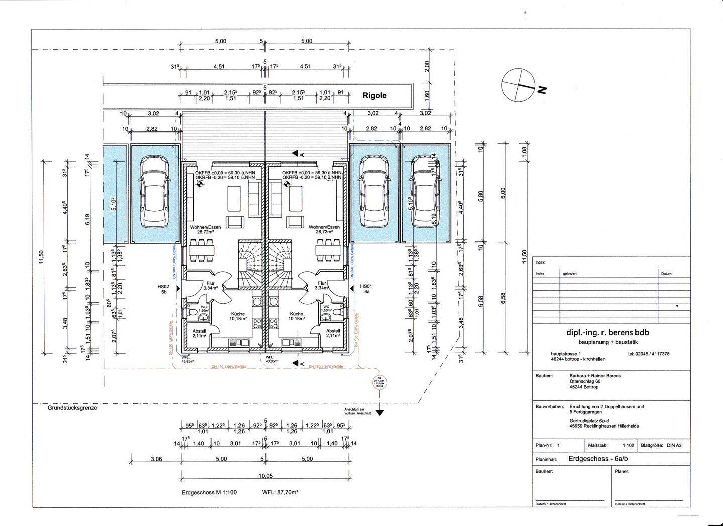 Neubau von projektierten 4 Doppelhaushälften am Gertrudisplatz in Recklinghausen., 45659 Recklinghausen