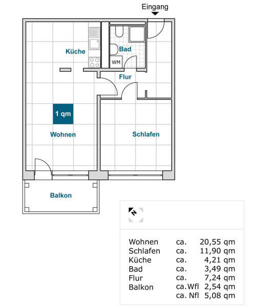 Schöner Wohnen: individuelle 2-Zimmer-Wohnung, 1239 Dresden