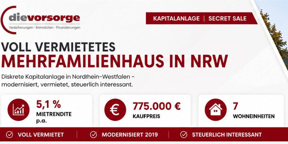 Mehrfamilienhaus mit 7 Wohneinheiten im Herzen des Ruhrgebietes, 58452 Witten