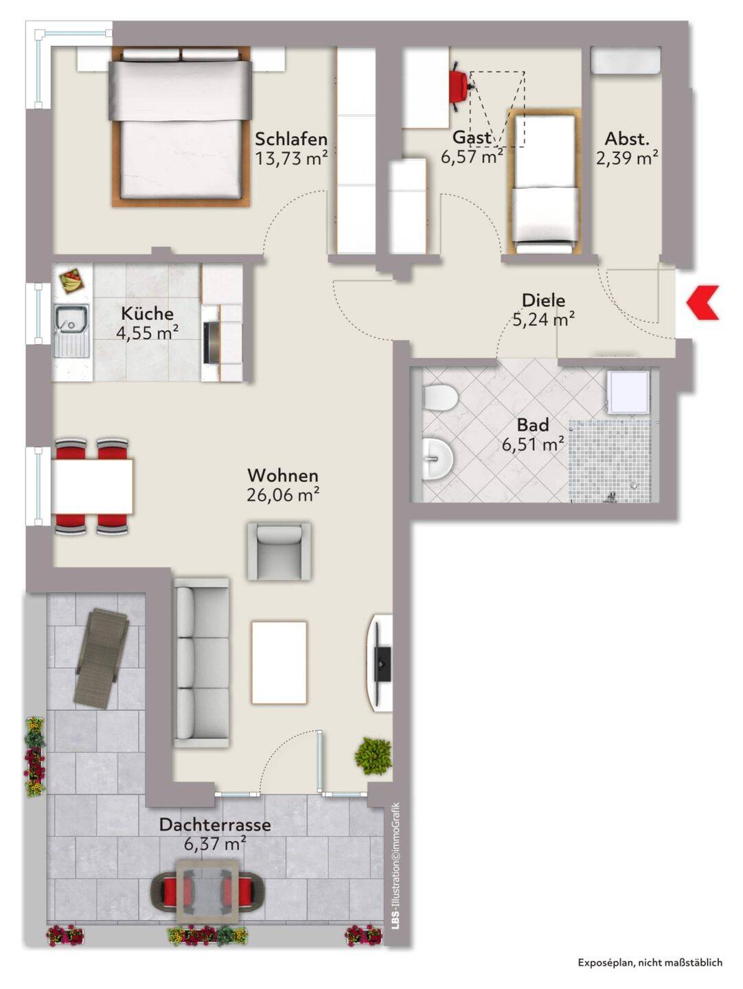 3 Zimmer Wohnung mit unverbaubaren Ausblick, 84085 Langquaid