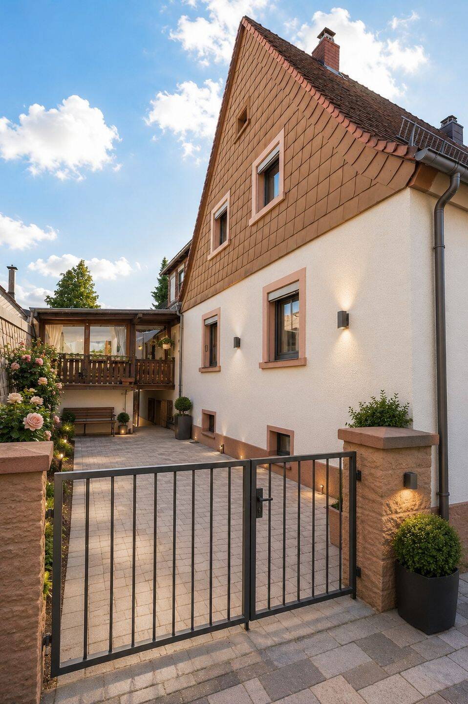 GEMÜTLICHE DOPPELHAUSHÄLFTE INKL. SCHÖNEM WINTERGARTEN UND LOGGIA MIT TRAUMHAFTEM WEITBLICK, GARTEN, STELLPLATZ UND NEBENGEBÄUDE IN BEGEHRTER WOHNLAGE, 67691 Hochspeyer