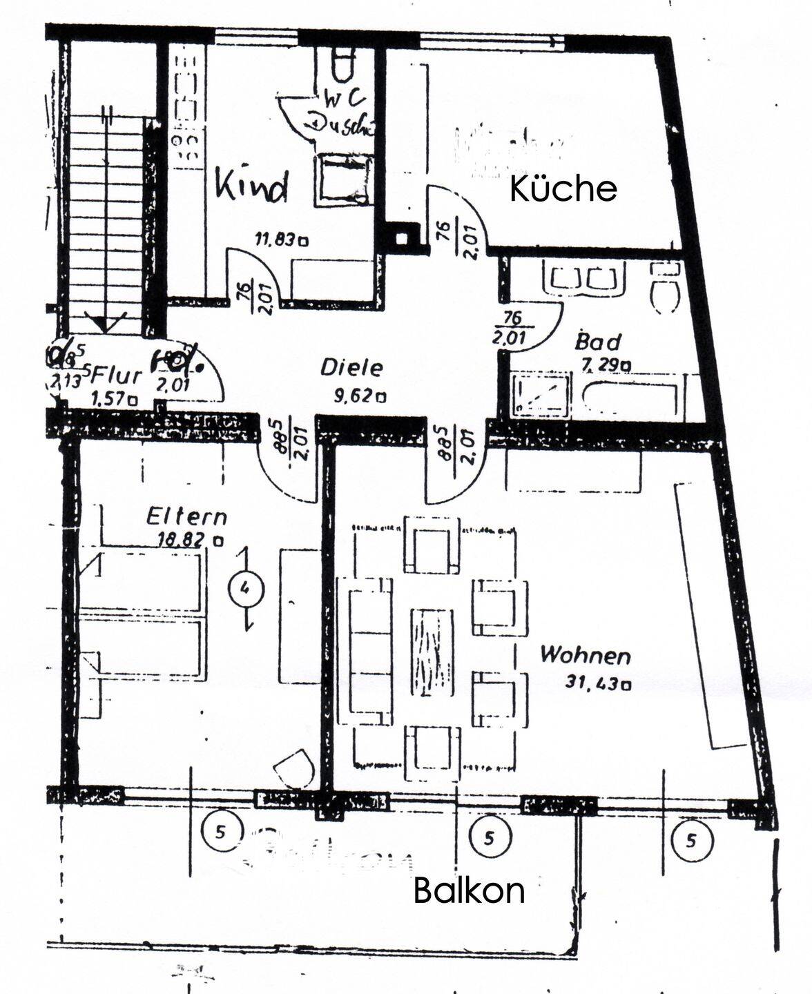 Nahe zum Zentrum: 3 Zimmer Wohnung mit großem Südbalkon, 34596 Bad Zwesten