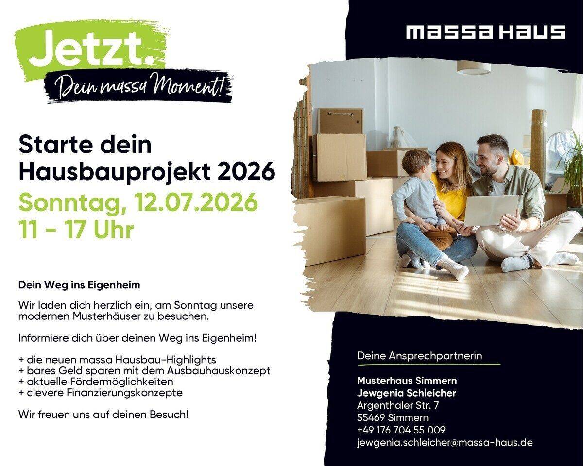 Musterhausbesichtigung und Beratung am 12.07.26 in Simmern, 55487 Laufersweiler