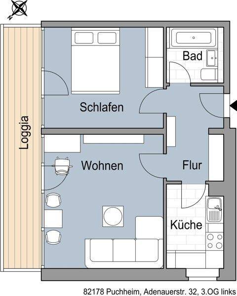 Praktisch geschnittene 2-Zimmer-Wohnung – für Sie renoviert!, 82178 Puchheim