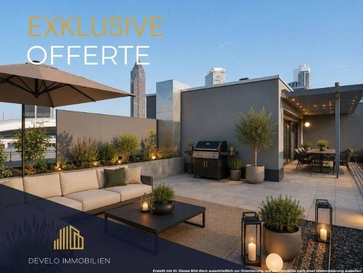Wo Frankfurt am schönsten ist. 3.-Zi. Penthouse-Feeling mit Blick in den Taunus – im Europaviertel, 60327 Frankfurt am Main (Gallus Gutleutviertel Westend-Süd)