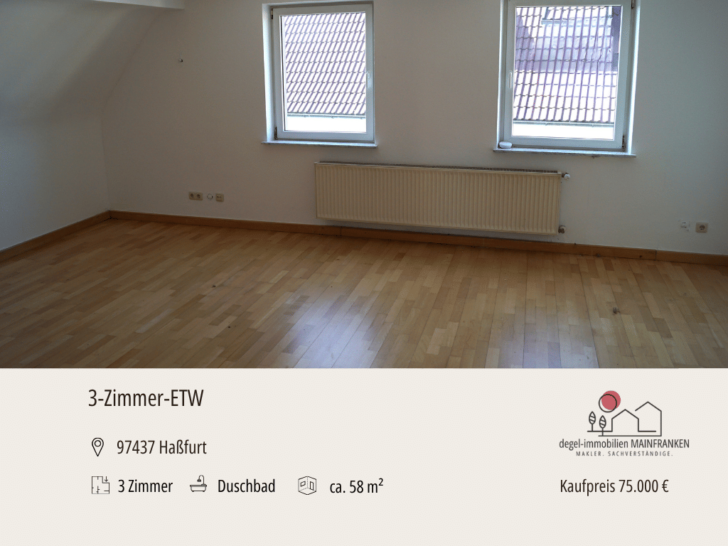 Günstige 3-Zimmer-Eigentumswohnung in Haßfurt – sofort frei, 97437 Haßfurt