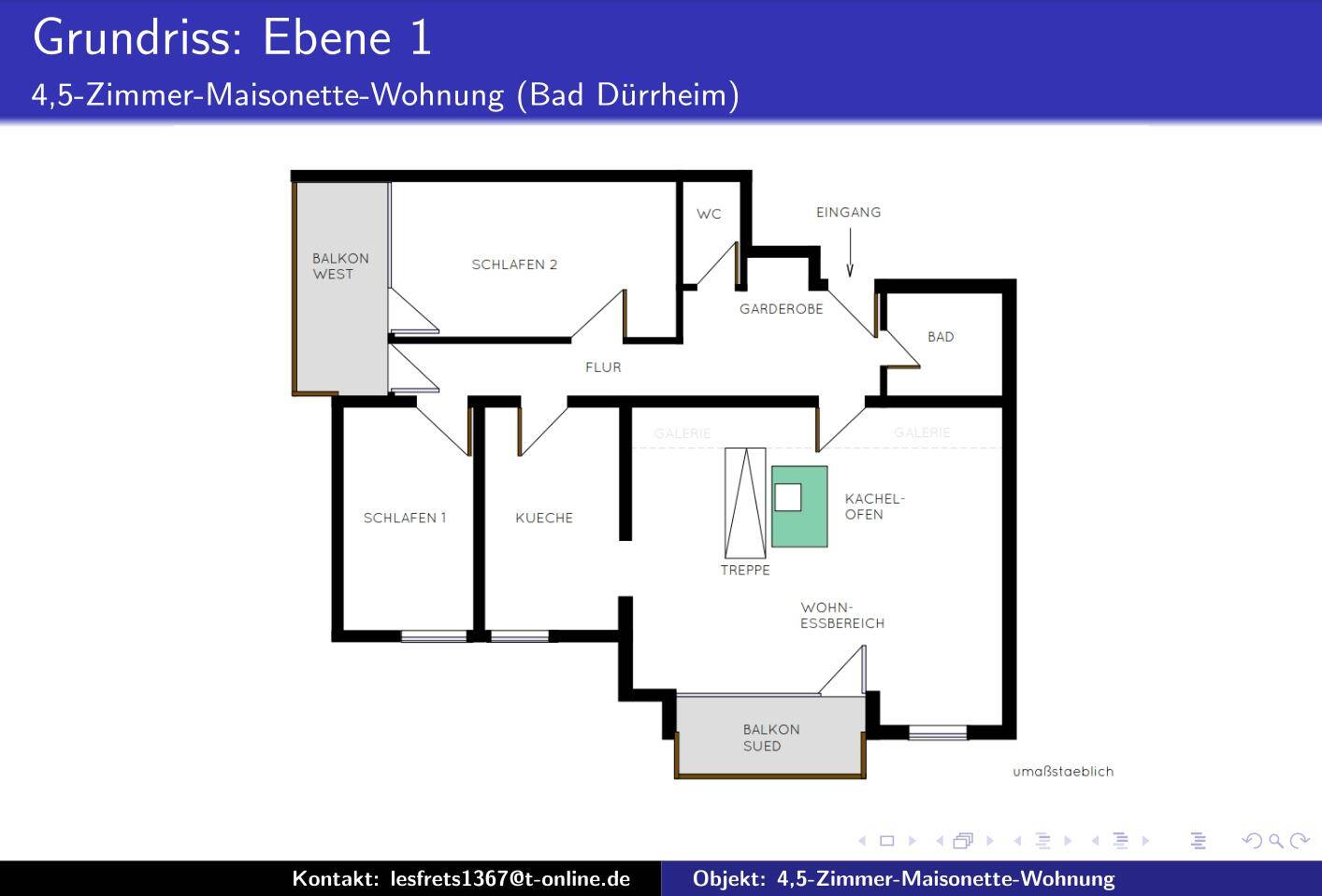 Lichtdurchfluteter Wohntraum über 2 Ebenen: 4,5-Zi.-Maisonette-Whg. (148 m²) mit Kachelofen & 2 Balkonen in Bad Dürrheim, 78073 Bad Dürrheim
