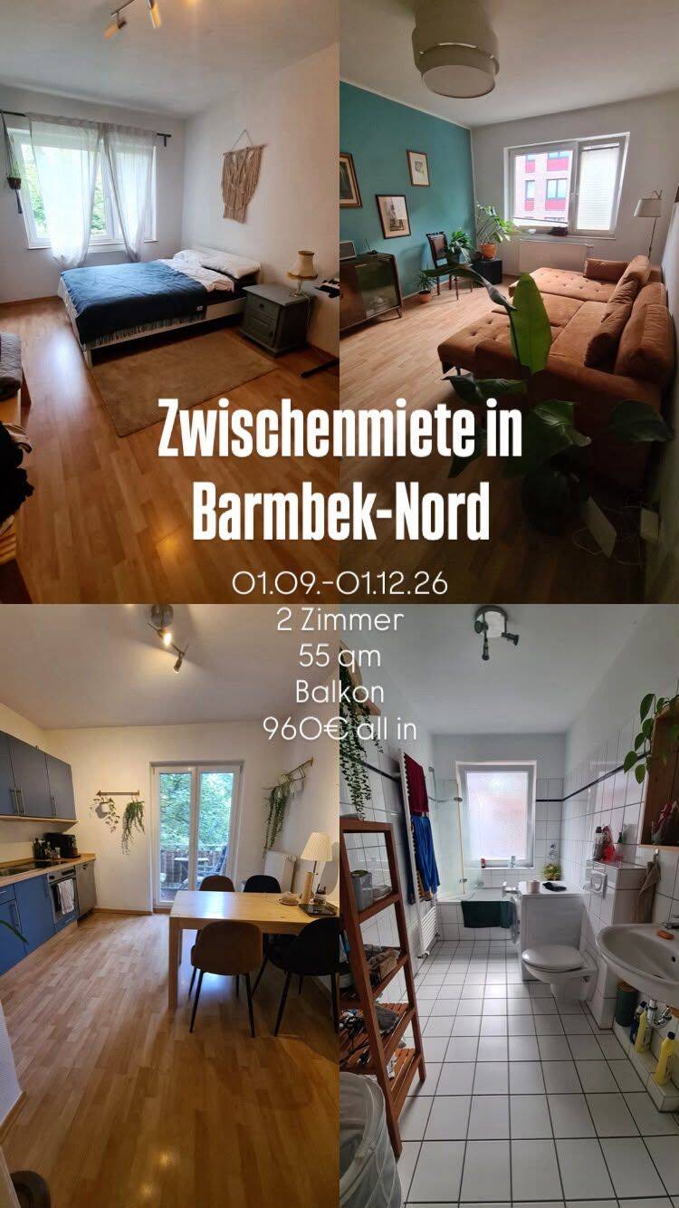 Zwischenmiete Barmbek-Nord 01.09.-01.12., 22307 Hamburg (Hamburg-Nord Barmbek-Nord)