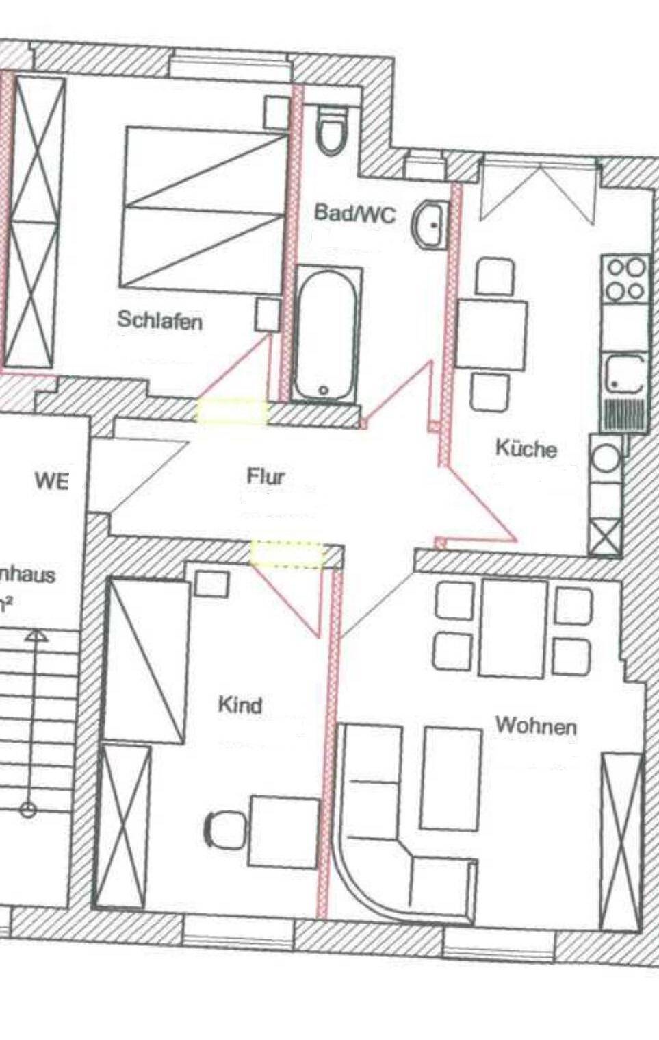 tolle 3 Raum Wohnung mit Balkon im Erdgeschoss, 99092 Erfurt