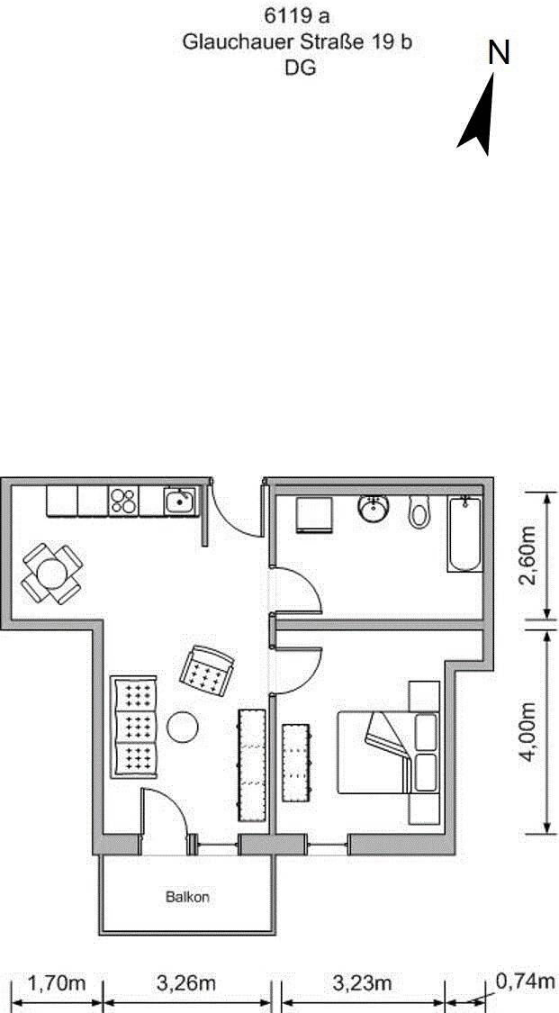 schöne 2- Raumwohnung mit Balkon, 9350 Lichtenstein/Sa.
