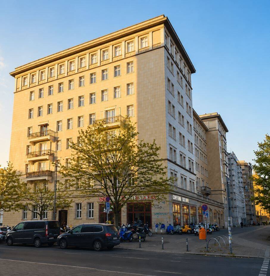 Stilvolle Altbauwohnung im berühmten Zuckerbäckerstil – Balkon mit Blick auf Architekturdenkmäler, 10247 Berlin (Friedrichshain-Kreuzberg Friedrichshain Prenzlauer Berg)