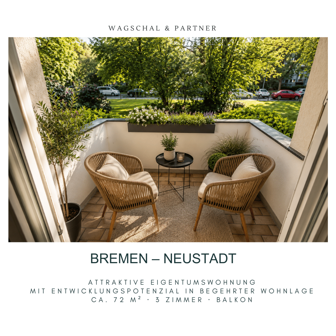 Helle 3-Zimmer-Wohnung mit Balkon & Blick ins Grüne | Jetzt nur 159.000 €, 28201 Bremen (Buntentor Gartenstadt Süd Huckelriede Neustadt Südervorstadt)