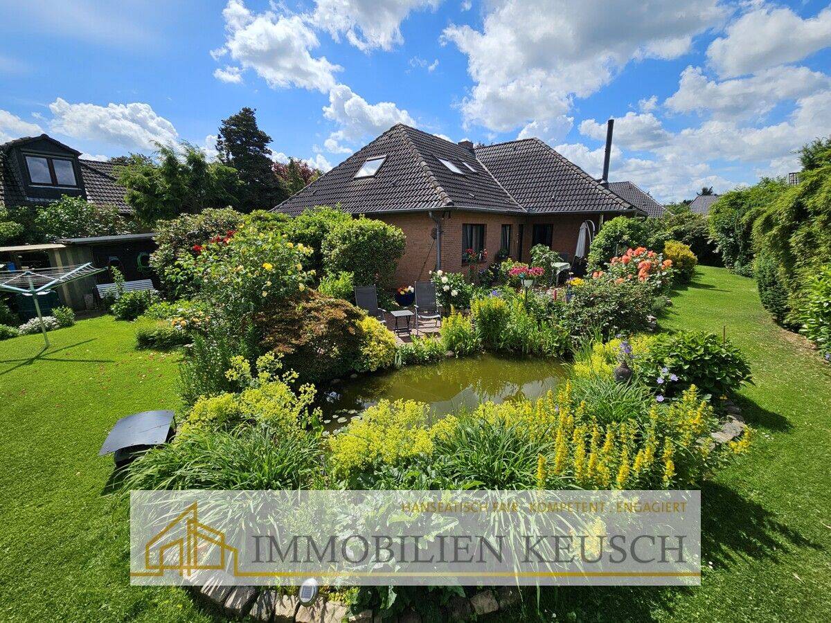 Sehr geflegte, große und ruhig gelegene Immobilie über 2 Etagen mit Traumgarten und Teich + Garage, 27299 Langwedel