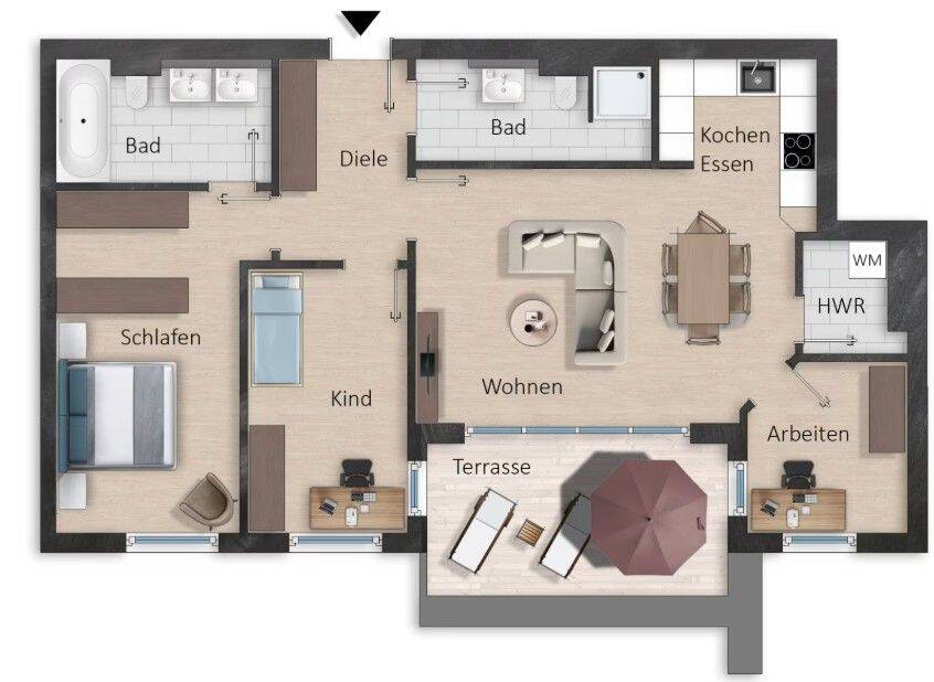 Moderne 3,5-Zimmer-Terrassenwohnung mit Blick in grüne Gärten, 4159 Leipzig (Lützschena-Stahmeln Möckern Wahren)
