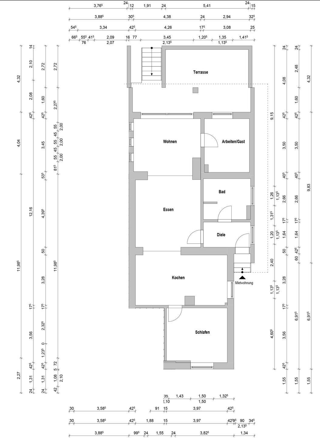 3-Zimmer-Traumwohnung 100m² +Terrasse, Kamin, EBK in Mürwik, 24944 Flensburg (Fruerlund Mürwik)