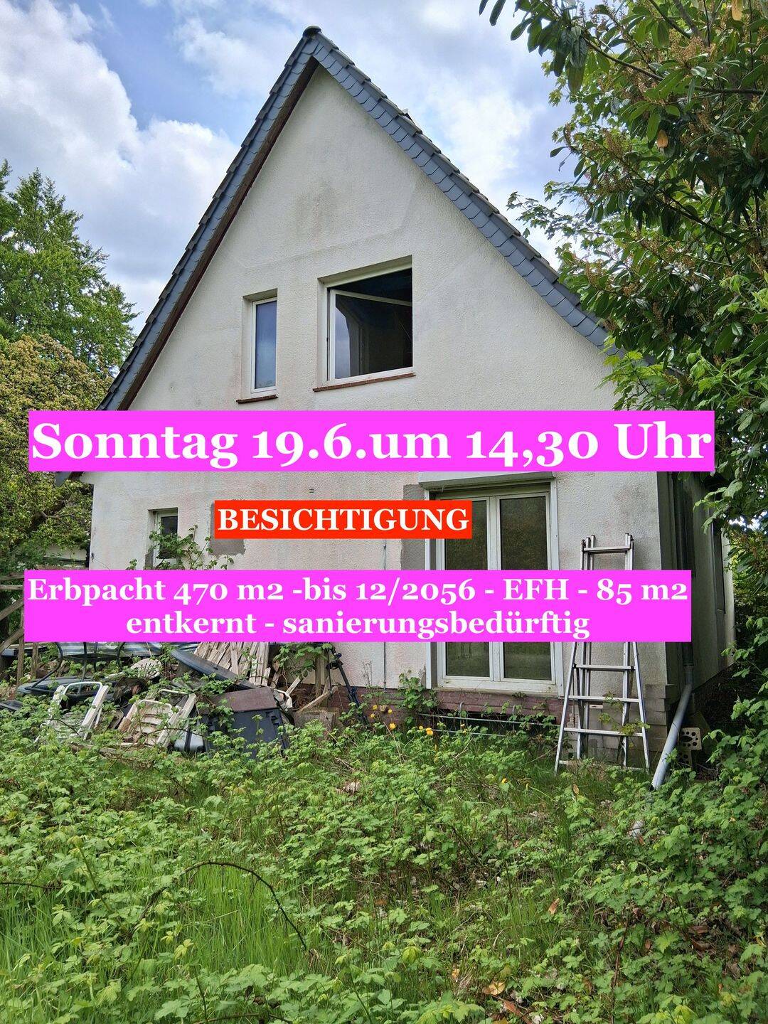 Erbpacht – Einfamilienhaus mit starken Renovierungsbedarf – in schöner Lage, 22175 Hamburg (Wandsbek Bramfeld)