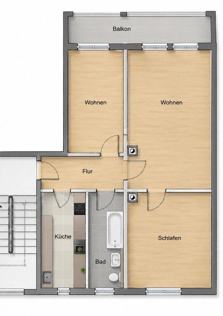 Elterlein: Sonnige 3-Zimmer-Wohnung mit großem Balkon und Einbauküche in ruhiger Neubauanlage, 9481 Elterlein