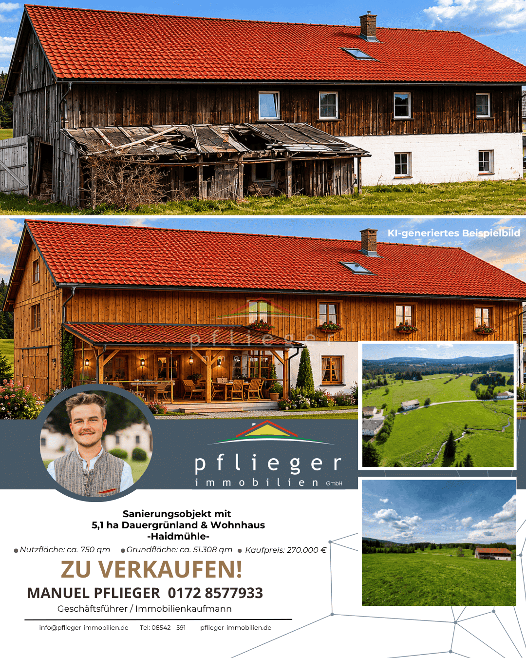 SANIERUNGSOBJEKT MIT 5,1 HA DAUERGRÜNLAND & WOHNHAUS, 94145 Haidmühle