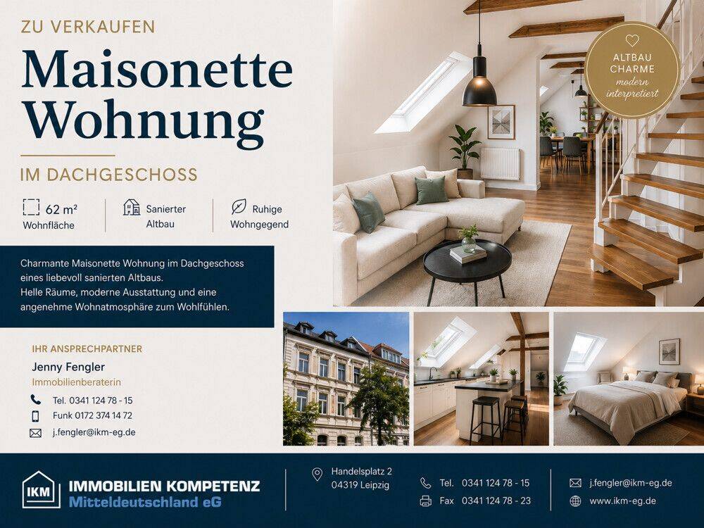 Ruhige Maisonettwohnung im Dachgeschoss sucht neuen Eigentümer, 4357 Leipzig (Mockau-Nord Mockau-Süd Schönefeld-Abtnaundorf)