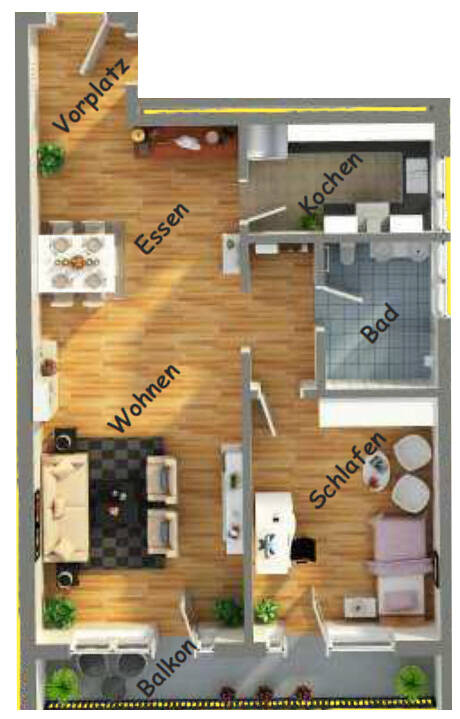 Ansprechende 2,5-Zimmer-Wohnung, Balkon, EBK, TG, Gartenmitbenutzung, 72458 Albstadt